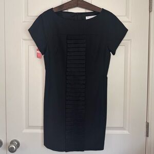 NWT Trina Turk Black Pleated Wool Blend Silk Dress Size 10